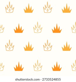Minimal childish royalty pattern. Playful monarchy doodle background. Cute little princess prince seamless texture. Flat design. Baby shower crowns