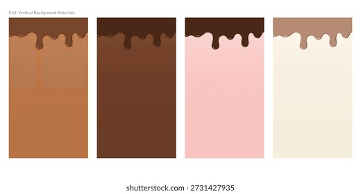 Coleção de fundo vertical mínima gota a gota de chocolate