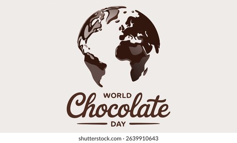 Minimal chocolate themed earth map for chocolate day greeting.