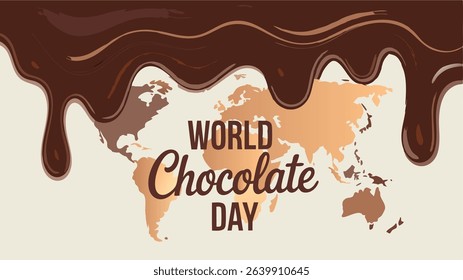 Minimal chocolate themed earth map for chocolate day greeting.