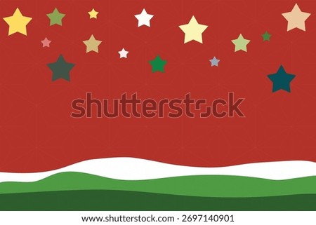 Minimal Christmas background in red, green decorate with pastel star.