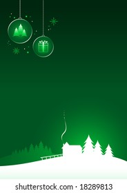 Minimal christmas design. christmas house on green background.