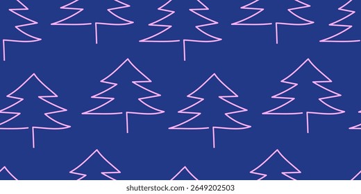 Padrão mínimo de floresta de Natal. Fundo sem costura de abeto desenhado à mão para design sazonal acolhedor, têxteis de inverno e envoltório de presente
