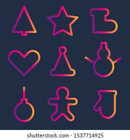 Minimal Christmas gradient icons pack.