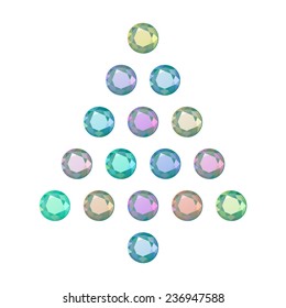 Minimal Christmas tree  of dim crystals on a white background