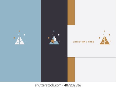 Minimal Christmas tree logo icon in a simple abstract triangle shape concept