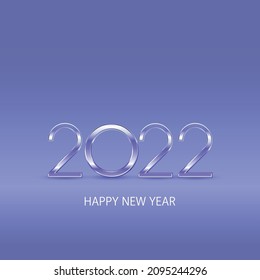 Minimal Christmas very peri background with decorative golden numbers 2022 and greeting. Vector illustrations for greeting cards, invitation, calendar, post or banner   