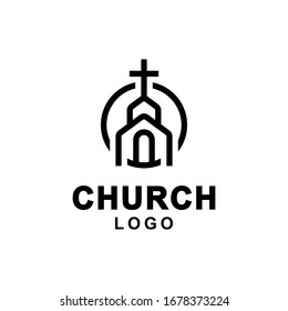 Minimal Church Logo Line Art Vector Stock Vector (Royalty Free) 1678373224