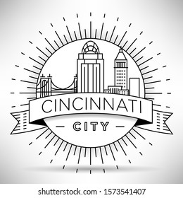 Minimal Cincinnati City Linear Skyline with Typographic Design