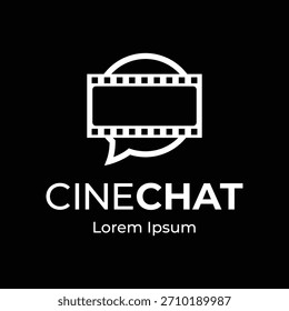 A minimal cinema chat logo vector icon