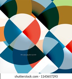 Minimal circle abstract background design, multicolored template for business or technology presentation or web brochure cover layout, wallpaper. Vector illustration