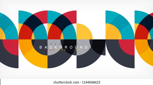 Minimal circle abstract background design, multicolored template for business or technology presentation or web brochure cover layout, wallpaper. Vector illustration