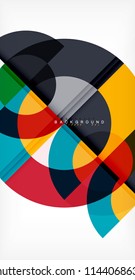 Minimal circle abstract background design, multicolored template for business or technology presentation or web brochure cover layout, wallpaper. Vector illustration