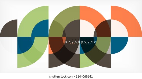 Minimal circle abstract background design, multicolored template for business or technology presentation or web brochure cover layout, wallpaper. Vector illustration