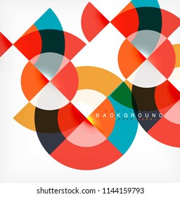 Minimal circle abstract background design, multicolored template for business or technology presentation or web brochure cover layout, wallpaper. Vector illustration