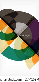 Minimal circle abstract background design, multicolored template for business or technology presentation or web brochure cover layout, wallpaper. Vector illustration