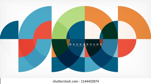 Minimal circle abstract background design, multicolored template for business or technology presentation or web brochure cover layout, wallpaper. Vector illustration
