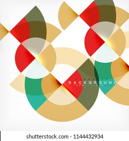 Minimal circle abstract background design, multicolored template for business or technology presentation or web brochure cover layout, wallpaper. Vector illustration