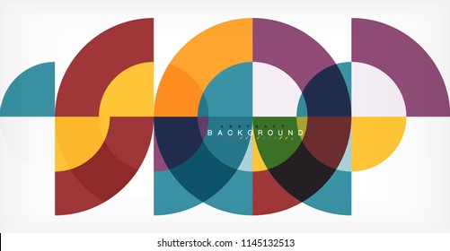 Diseño de fondo abstracto de círculo mínimo, plantilla multicolor para presentación de negocios o tecnología o diseño de portada de folletos web, fondo de pantalla. Ilustración del vector