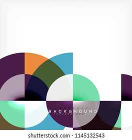 Minimal circle abstract background design, multicolored template for business or technology presentation or web brochure cover layout, wallpaper. Vector illustration