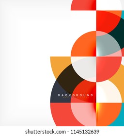Minimal circle abstract background design, multicolored template for business or technology presentation or web brochure cover layout, wallpaper. Vector illustration