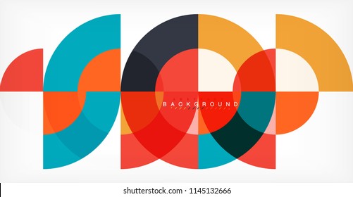 Diseño de fondo abstracto de círculo mínimo, plantilla multicolor para presentación de negocios o tecnología o diseño de portada de folletos web, fondo de pantalla. Ilustración del vector