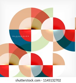 Minimal circle abstract background design, multicolored template for business or technology presentation or web brochure cover layout, wallpaper. Vector illustration