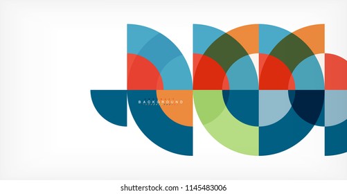 Diseño de fondo abstracto de círculo mínimo, plantilla multicolor para presentación de negocios o tecnología o diseño de portada de folletos web, fondo de pantalla. Ilustración del vector
