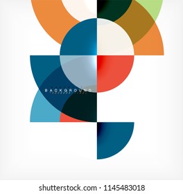 Diseño de fondo abstracto de círculo mínimo, plantilla multicolor para presentación de negocios o tecnología o diseño de portada web, fondo de pantalla. Ilustración del vector