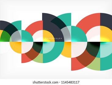Minimal circle abstract background design, multicolored template for business or technology presentation or web brochure cover layout, wallpaper. Vector illustration