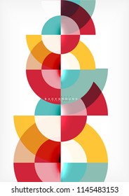 Minimal circle abstract background design, multicolored template for business or technology presentation or web brochure cover layout, wallpaper. Vector illustration