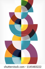 Minimal circle abstract background design, multicolored template for business or technology presentation or web brochure cover layout, wallpaper. Vector illustration