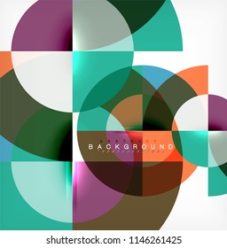 Minimal circle abstract background design, multicolored template for business or technology presentation or web brochure cover layout, wallpaper. Vector illustration