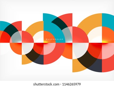 Design de fundo abstrato círculo mínimo, modelo multicolorido para apresentação de negócios ou tecnologia ou web brochura layout de capa, papel de parede. Ilustração vetorial