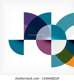 Minimal circle abstract background design, multicolored template for business or technology presentation or web brochure cover layout, wallpaper. Vector illustration