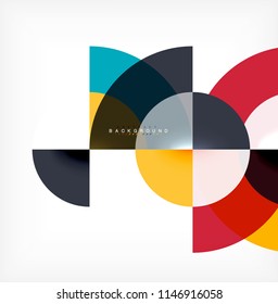 Minimal circle abstract background design, multicolored template for business or technology presentation or web brochure cover layout, wallpaper. Vector illustration