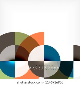 Diseño de fondo abstracto de círculo mínimo, plantilla multicolor para presentación de negocios o tecnología o diseño de portada de folletos web, fondo de pantalla. Ilustración del vector