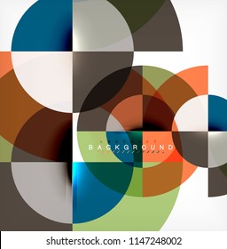 Diseño de fondo abstracto de círculo mínimo, plantilla multicolor para presentación de negocios o tecnología o diseño de portada de folletos web, fondo de pantalla. Ilustración del vector