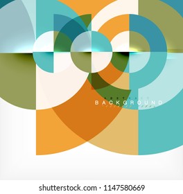 Minimal circle abstract background design, multicolored template for business or technology presentation or web brochure cover layout, wallpaper. Vector illustration