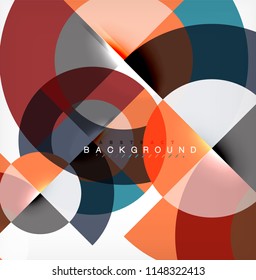 Minimal circle abstract background design, multicolored template for business or technology presentation or web brochure cover layout, wallpaper. Vector illustration