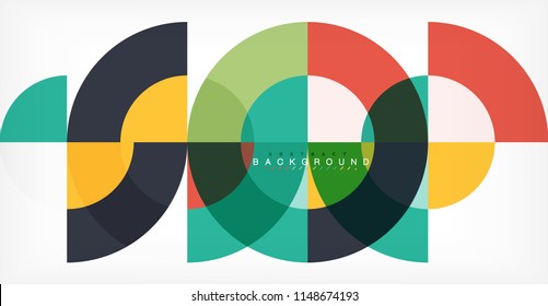 Minimal circle abstract background design, multicolored template for business or technology presentation or web brochure cover layout, wallpaper. Vector illustration