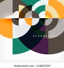 Minimal circle abstract background design, multicolored template for business or technology presentation or web brochure cover layout, wallpaper. Vector illustration