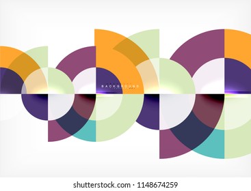 Diseño de fondo abstracto de círculo mínimo, plantilla multicolor para presentación de negocios o tecnología o diseño de portada de folletos web, fondo de pantalla. Ilustración del vector