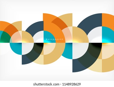 Minimal circle abstract background design, multicolored template for business or technology presentation or web brochure cover layout, wallpaper. Vector illustration