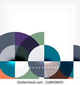 Minimal circle abstract background design, multicolored template for business or technology presentation or web brochure cover layout, wallpaper. Vector illustration