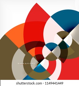 Diseño de fondo abstracto de círculo mínimo, plantilla multicolor para presentación de negocios o tecnología o diseño de portada de folletos web, fondo de pantalla. Ilustración del vector