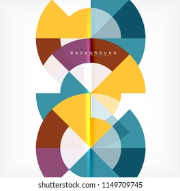 Minimal circle abstract background design, multicolored template for business or technology presentation or web brochure cover layout, wallpaper. Vector illustration