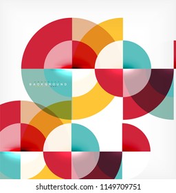 Diseño de fondo abstracto de círculo mínimo, plantilla multicolor para presentación de negocios o tecnología o diseño de portada de folletos web, fondo de pantalla. Ilustración del vector