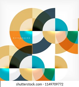 Diseño de fondo abstracto de círculo mínimo, plantilla multicolor para presentación de negocios o tecnología o diseño de portada de folletos web, fondo de pantalla. Ilustración del vector