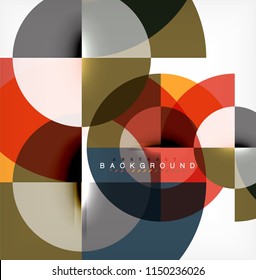 Minimal circle abstract background design, multicolored template for business or technology presentation or web brochure cover layout, wallpaper. Vector illustration